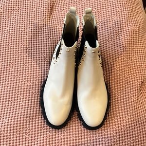 Michael Kors White Ankle Studded Boots size 7.5 and 8